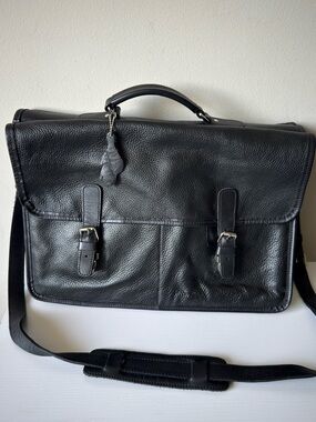 Roots Genuine Leather Messenger Bag / Briefcase – Black